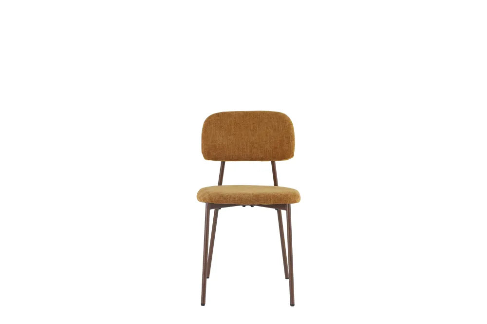 Chaise Azra pieds Effet Noyer Assise Tissu Heritage Ocre noyer