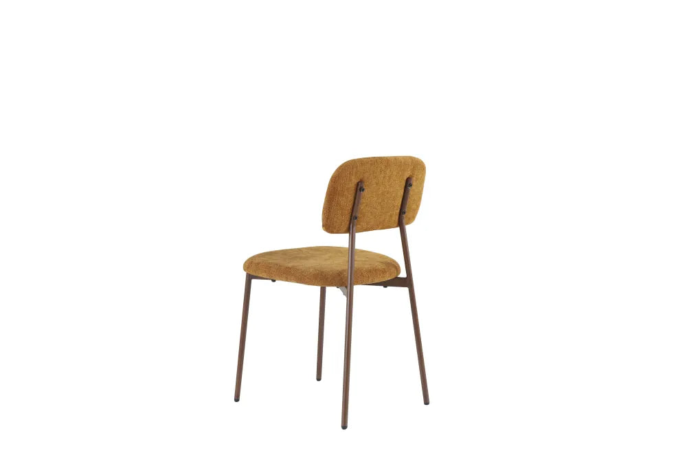 Chaise Azra pieds Effet Noyer Assise Tissu Heritage Ocre noyer