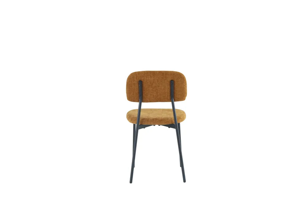 Chaise Azra pieds métal Noir Assise Tissu Heritage Ocre noir avec pieds métal noirs