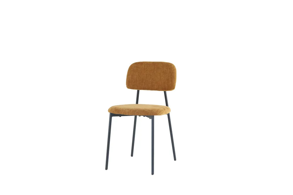 Chaise Azra pieds métal Noir Assise Tissu Heritage Ocre noir avec pieds métal noirs