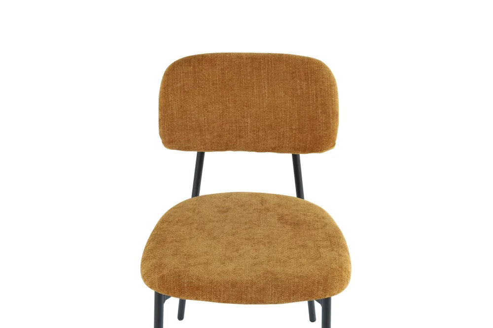 Chaise Azra pieds métal Noir Assise Tissu Heritage Ocre noir avec pieds métal noirs