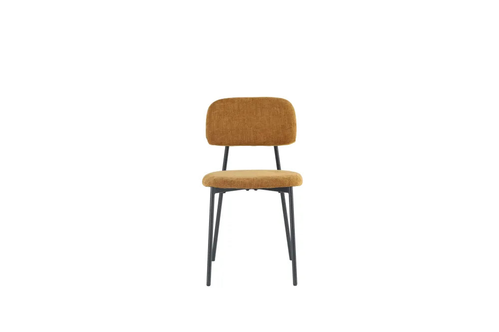 Chaise Azra pieds métal Noir Assise Tissu Heritage Ocre noir avec pieds métal noirs