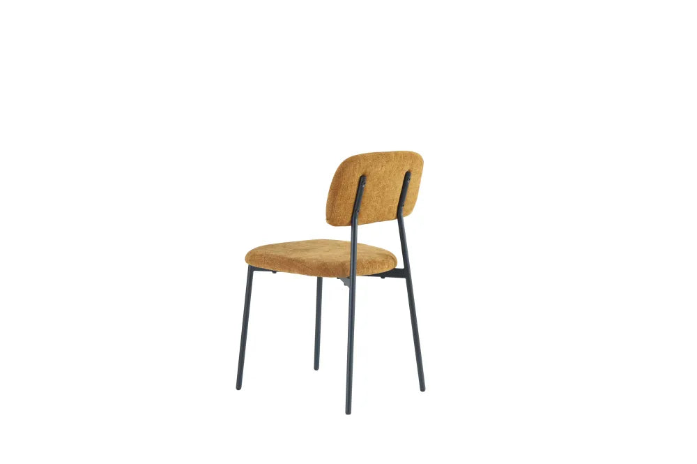 Chaise Azra pieds métal Noir Assise Tissu Heritage Ocre noir avec pieds métal noirs