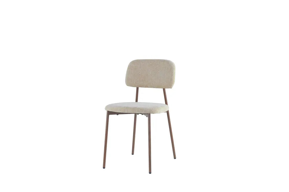 Chaise Azra pieds Effet Noyer Assise Tissu Heritage Sable noyer