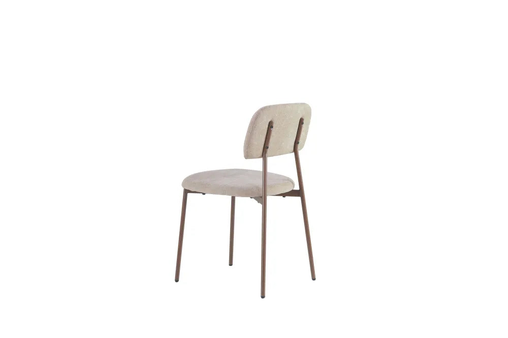 Chaise Azra pieds Effet Noyer Assise Tissu Heritage Sable noyer