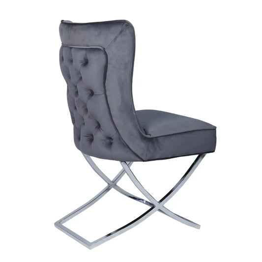 Chaise Gabrielle Argent velours Anthracite