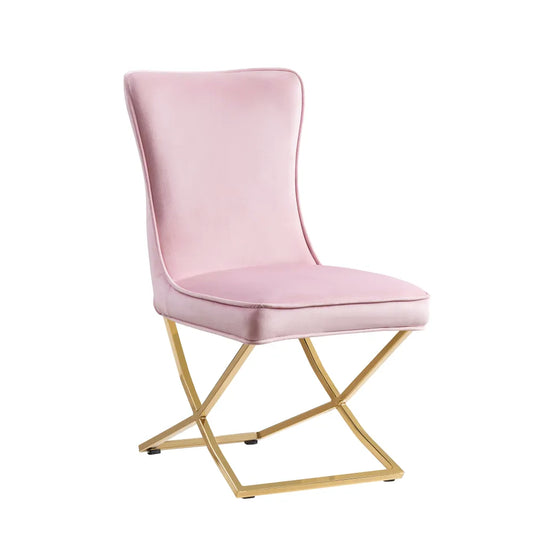 Chaise Gabrielle Or velours Rose pale