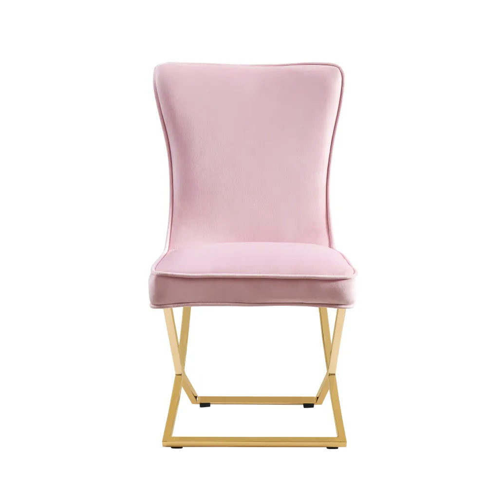 Chaise Gabrielle Or velours Rose pale