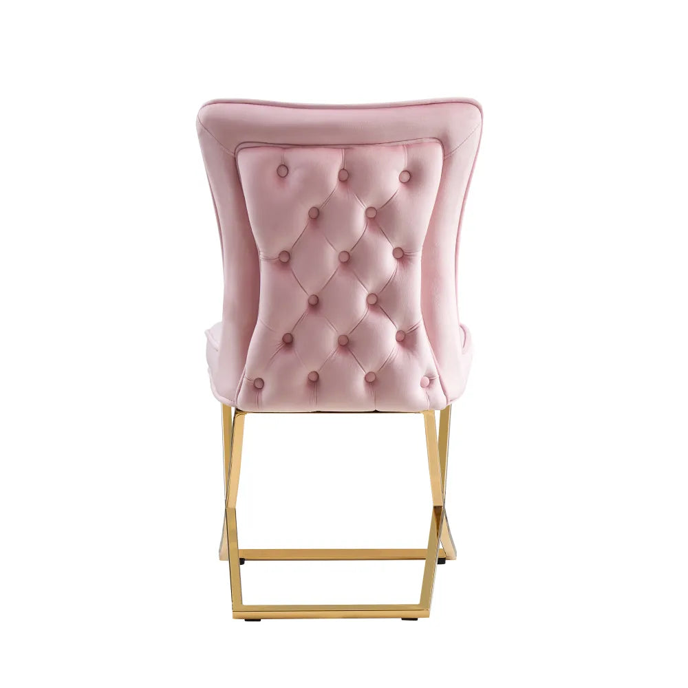 Chaise Gabrielle Or velours Rose pale