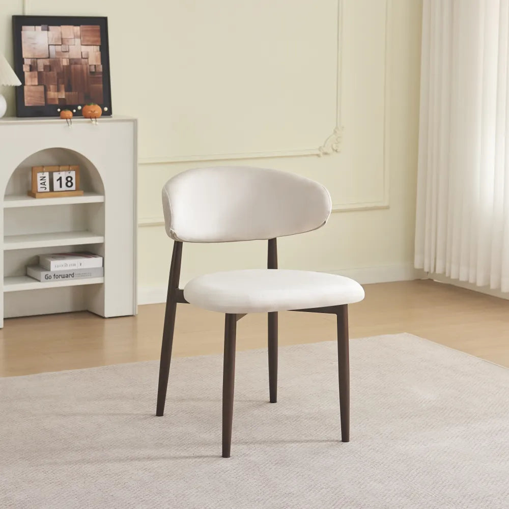 Chaise Lucile pieds Effet Noyer Velours beige