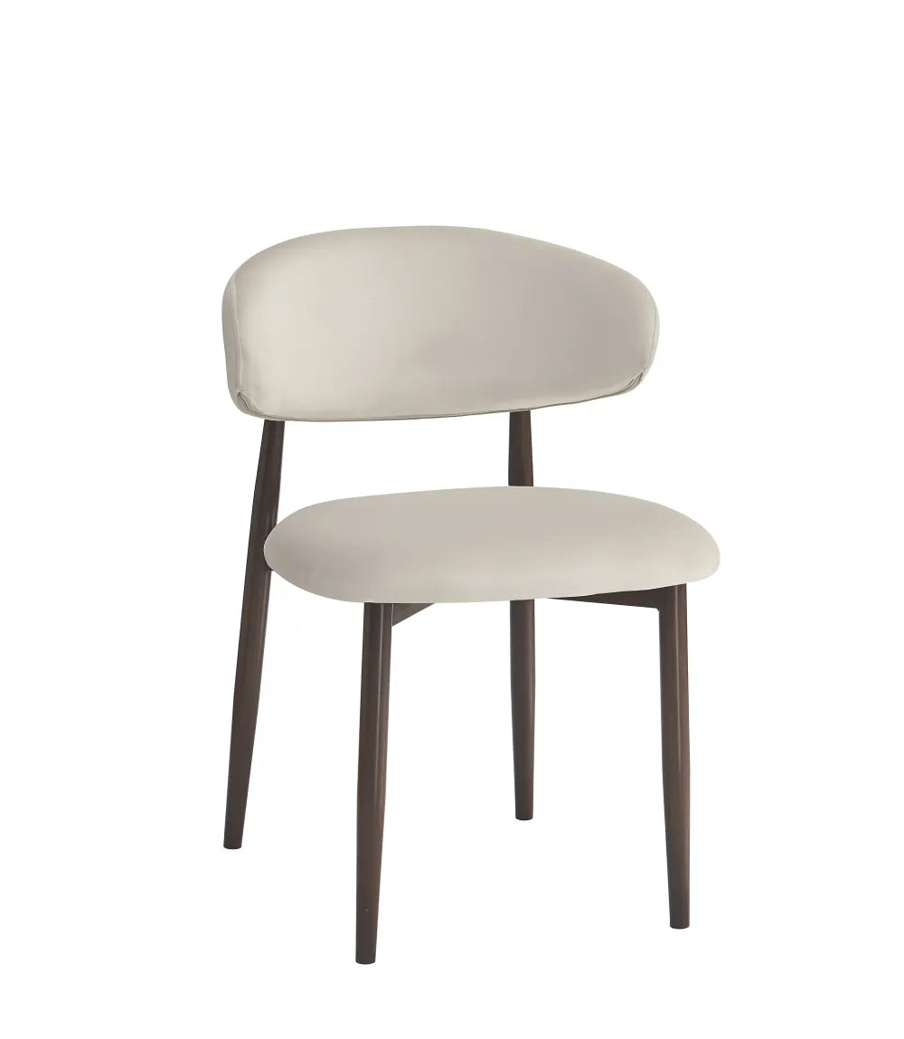 Chaise Lucile pieds Effet Noyer Velours beige