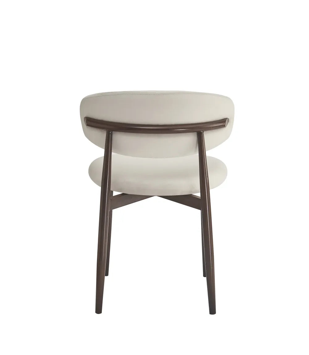 Chaise Lucile pieds Effet Noyer Velours beige