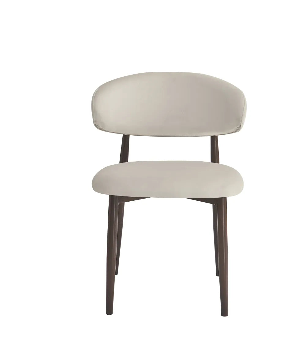 Chaise Lucile pieds Effet Noyer Velours beige