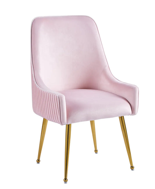 Chaise Luxury Or velours Rose