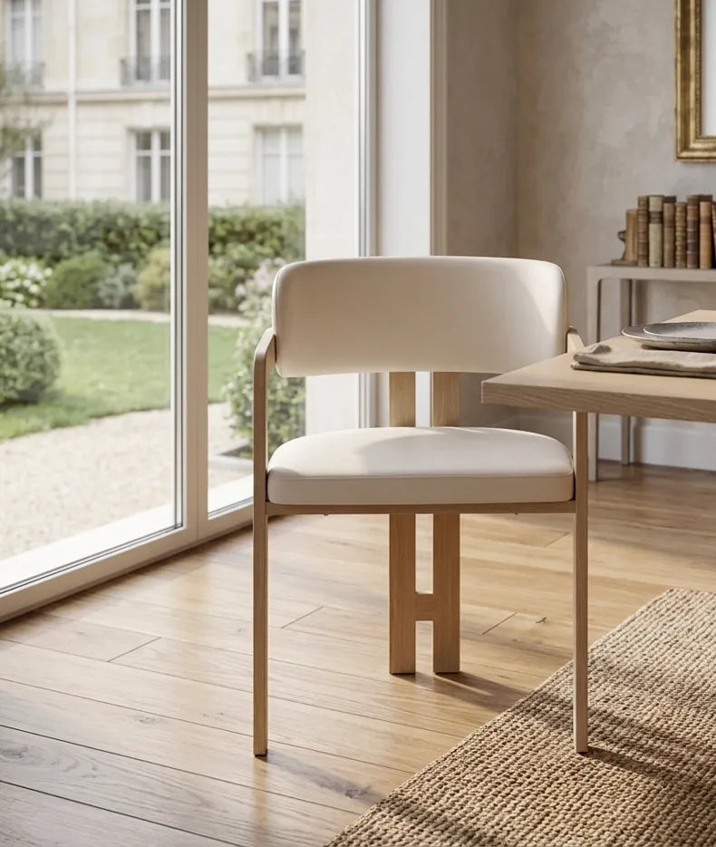 Chaise Mellow pieds Effet Bois Assise Velours beige