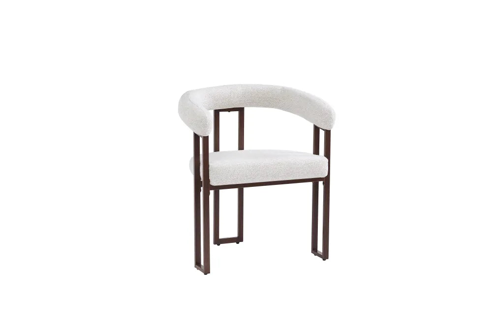 Chaise Naia pieds métal Effet Noyer Assise Tweed Latte noyer