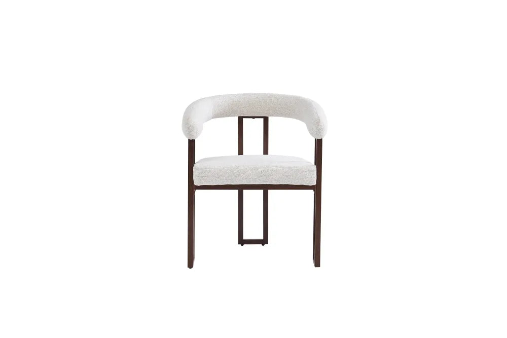 Chaise Naia pieds métal Effet Noyer Assise Tweed Latte noyer