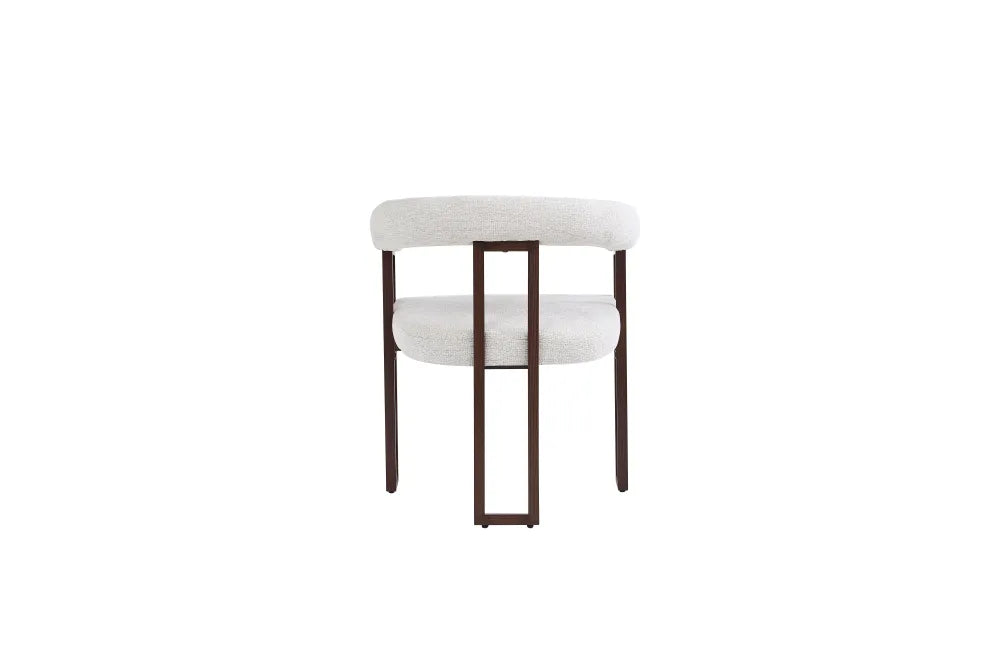 Chaise Naia pieds métal Effet Noyer Assise Tweed Latte noyer