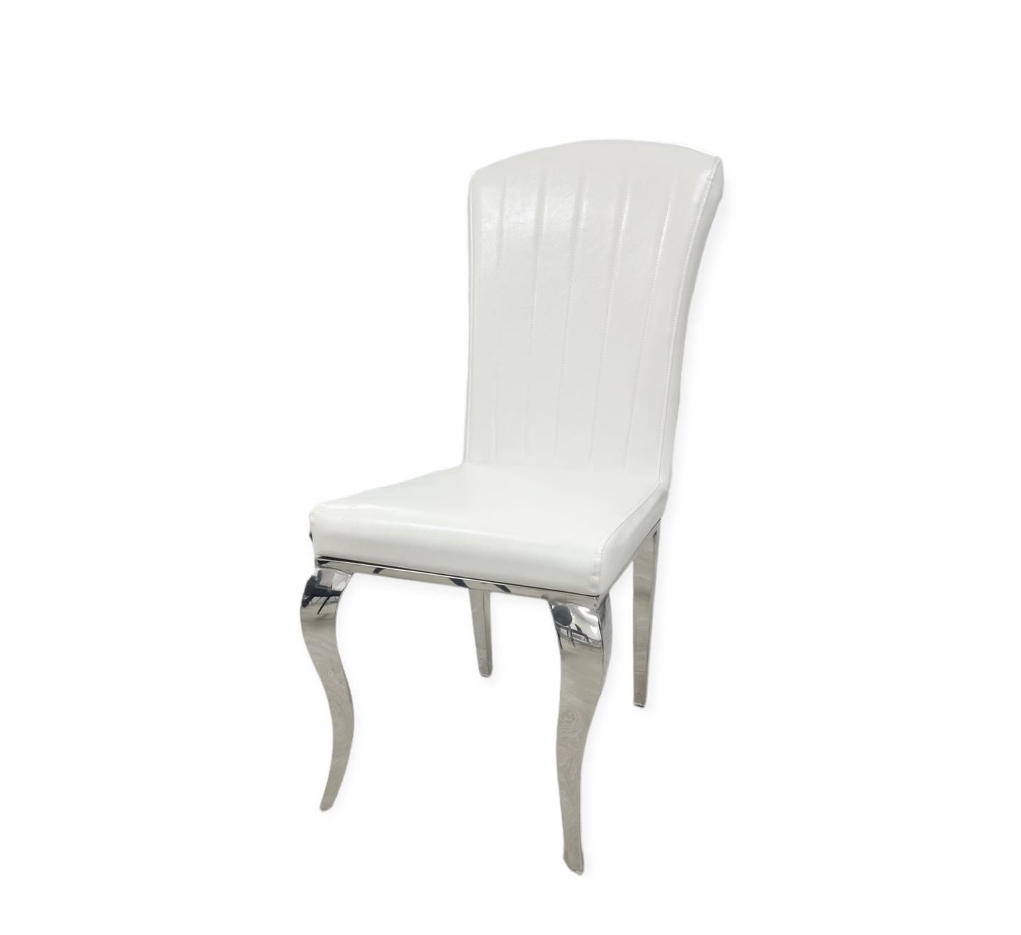 Chaise Nansouty simili cuir blanc pieds chrome