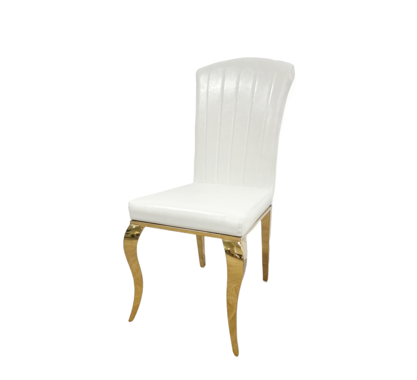 Chaise Nansouty simili cuir blanc pieds or