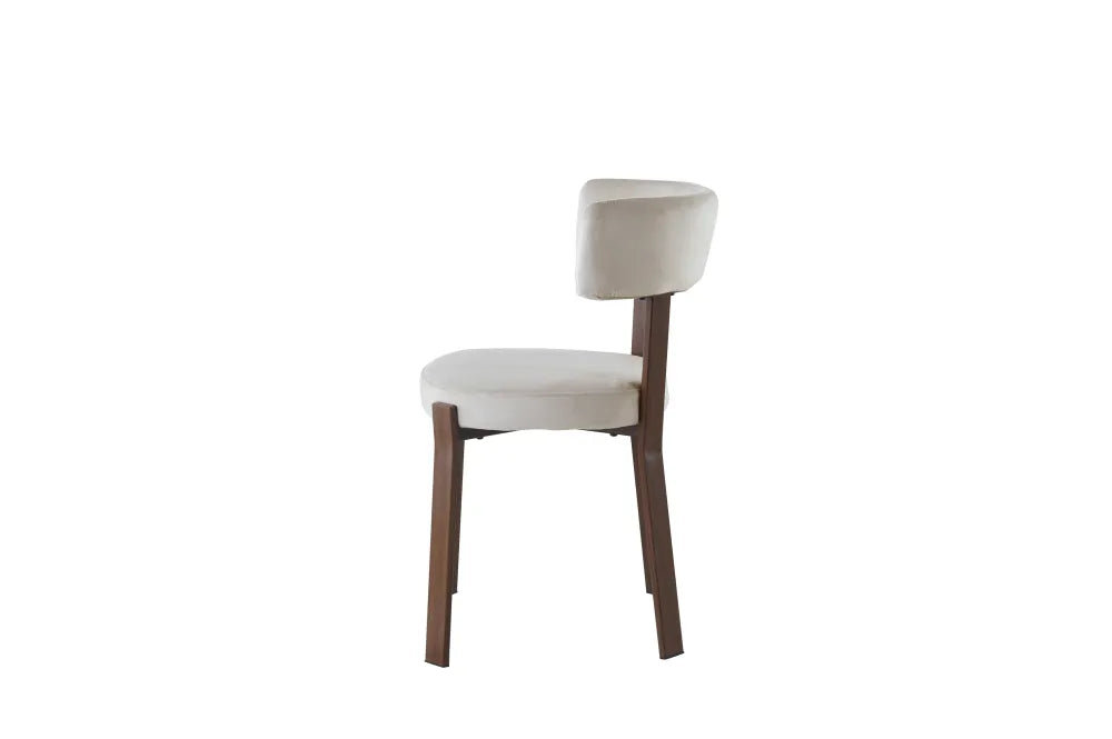 Chaise Nordik pieds Effet Noyer Assise Velours beige