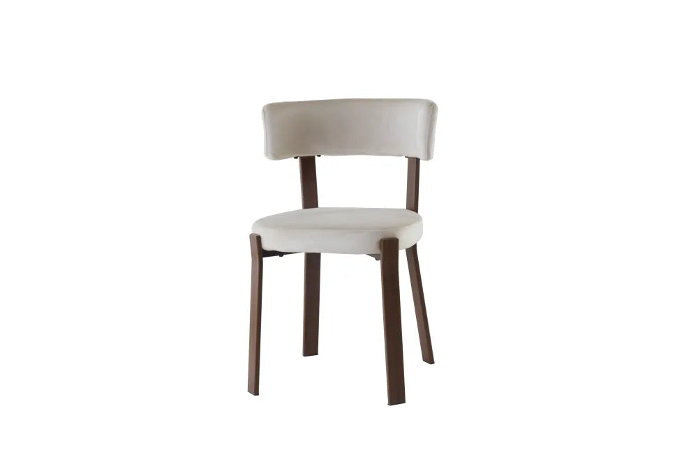 Chaise Nordik pieds Effet Noyer Assise Velours beige