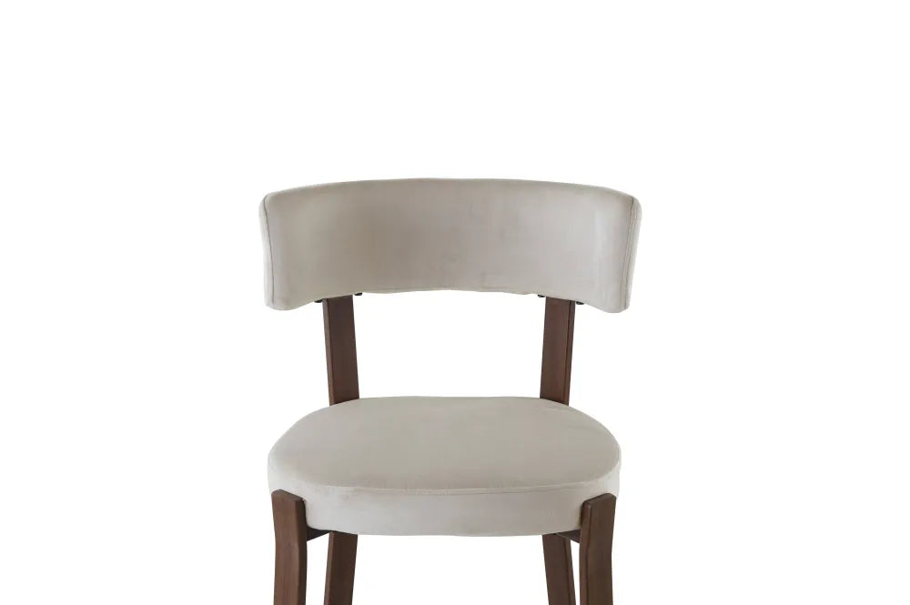 Chaise Nordik pieds Effet Noyer Assise Velours beige