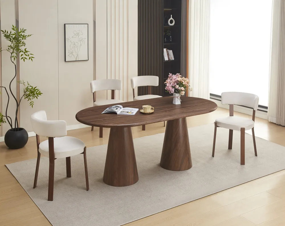 Chaise Nordik pieds Effet Noyer Assise Velours beige