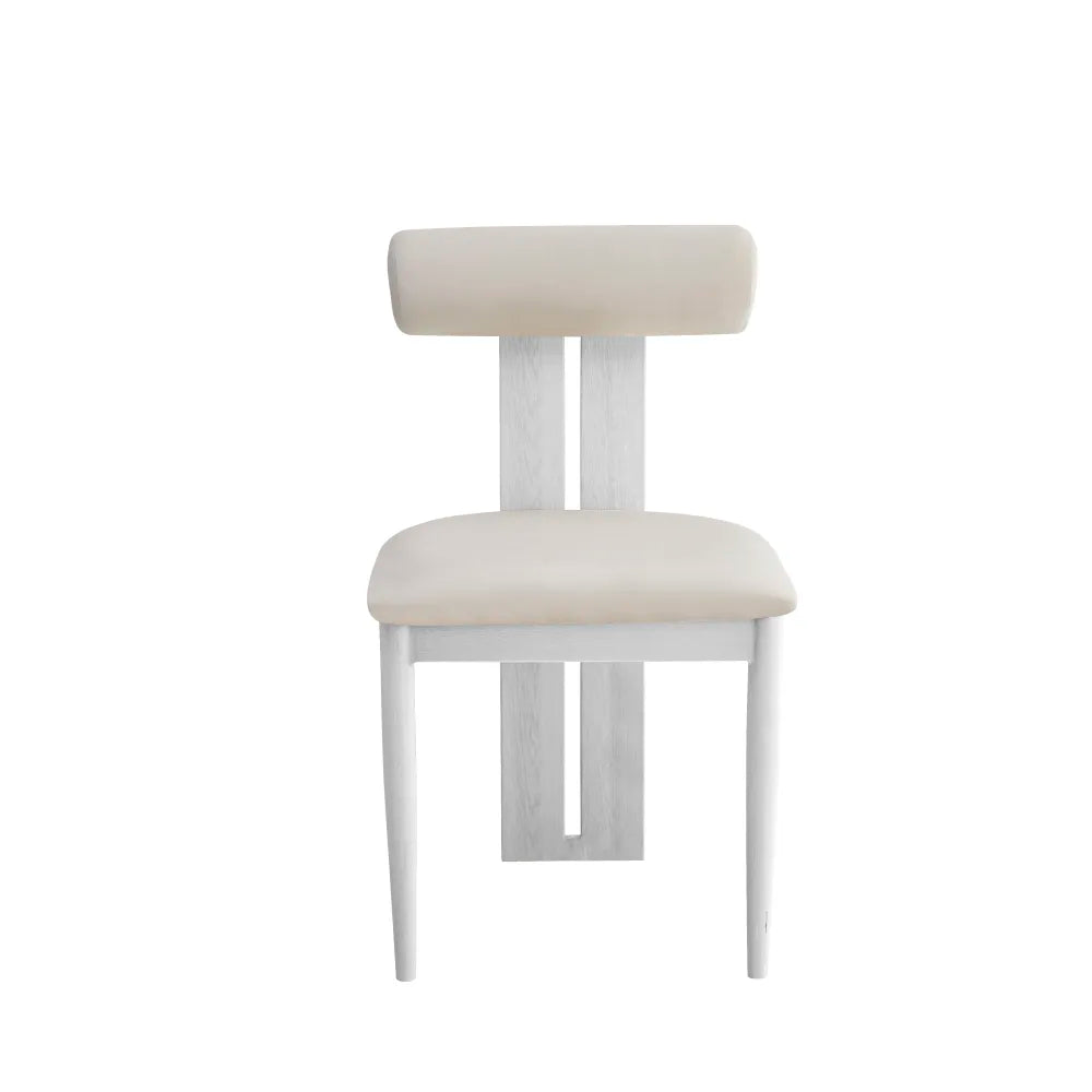 Chaise Tiffany pieds Effet Bois Velours beige