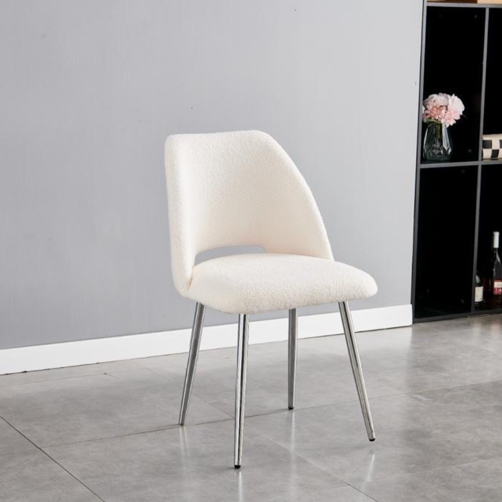 Chaise Tivoli Argent Laine blanc