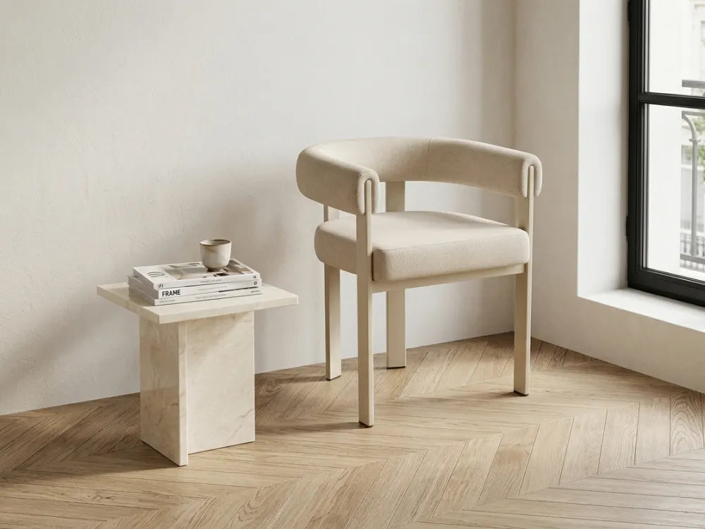 Chaise Vaiana pieds métal Assise Velours beige