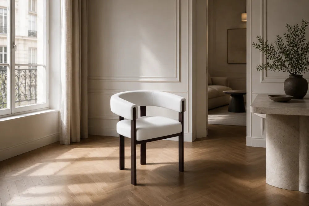 Chaise Vaiana pieds Effet Noyer Assise Velours beige