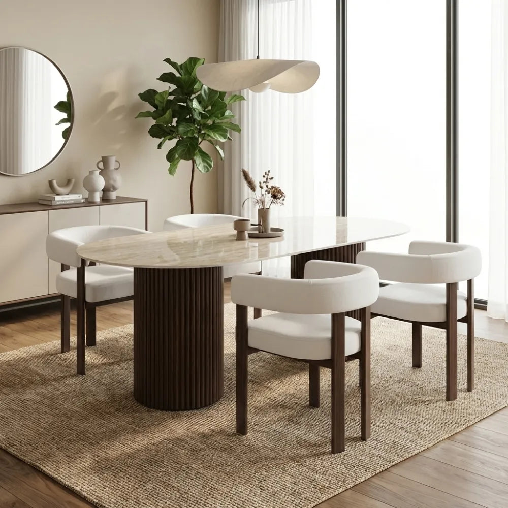 Chaise Vaiana pieds Effet Noyer Assise Velours beige