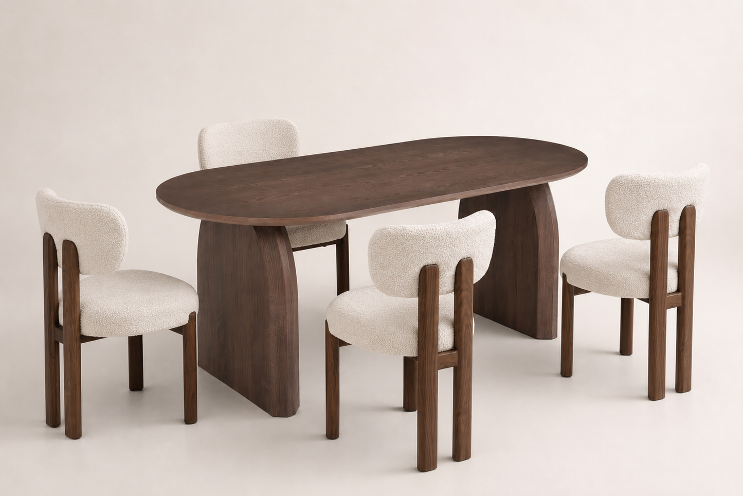 Lot table à manger Helen 180x90cm effet bois noyer + chaises Hera effet noyer