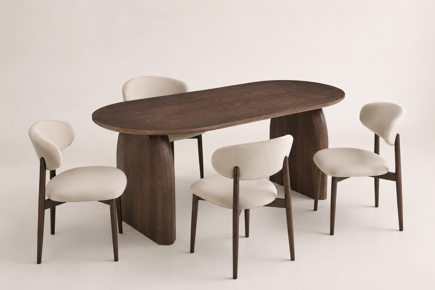 Lot table à manger Helen 180x90cm effet bois noyer + chaises Lucile effet noyer
