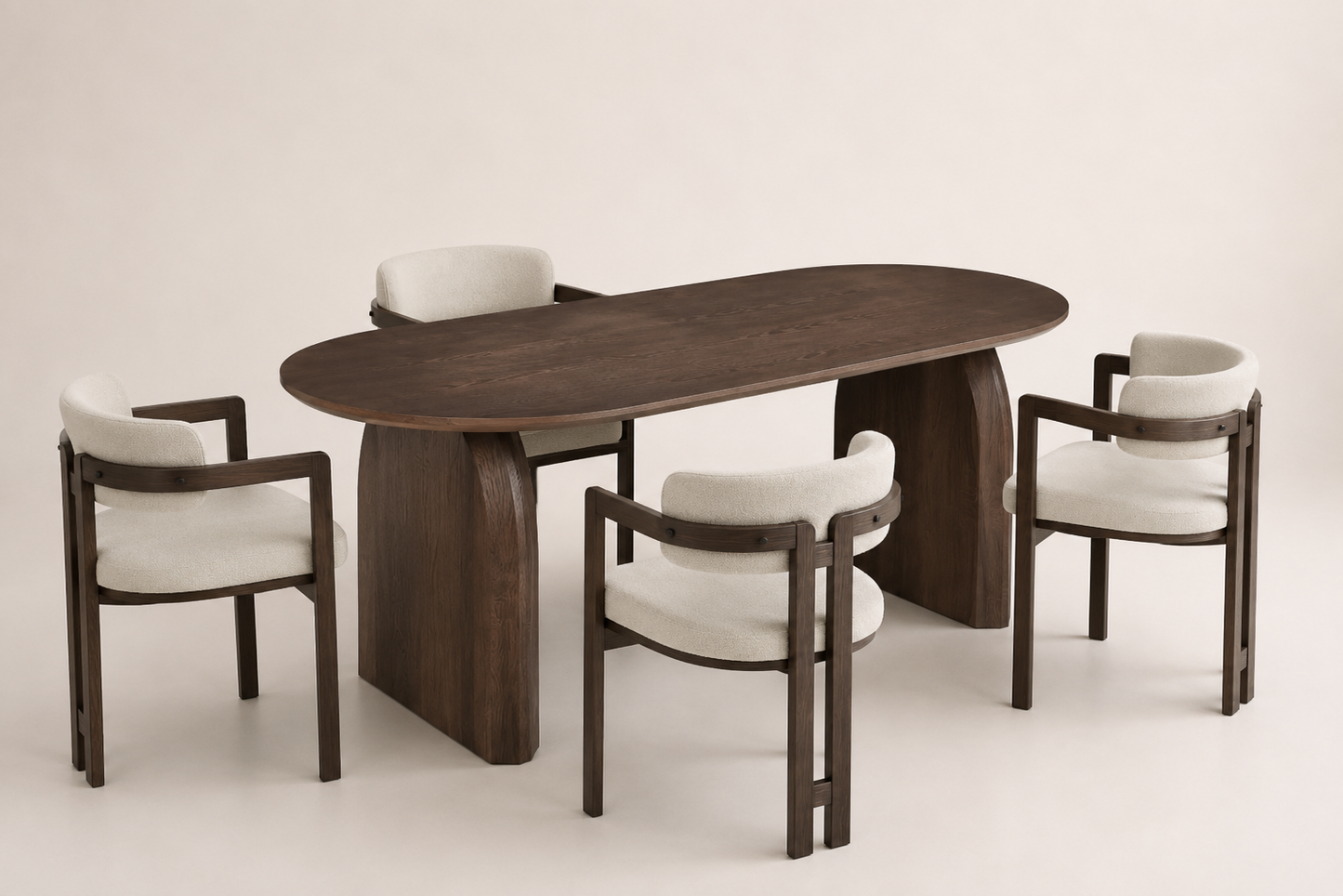 Lot table à manger Helen 180x90cm effet bois noyer + chaises Mellow effet noyer