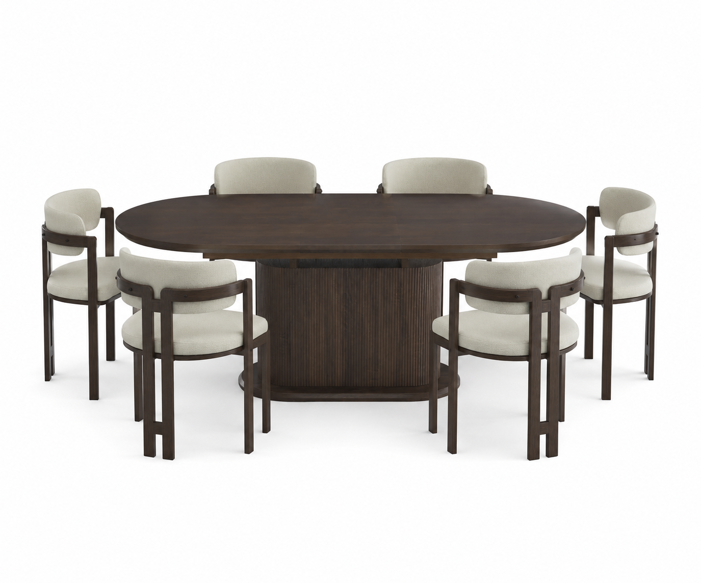 Lot table à manger Loka extensible effet noyer + chaises Mellow effet noyer