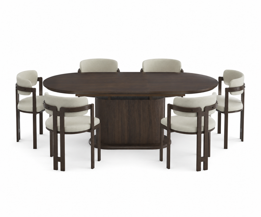 Lot table à manger Loka extensible effet noyer + chaises Mellow effet noyer