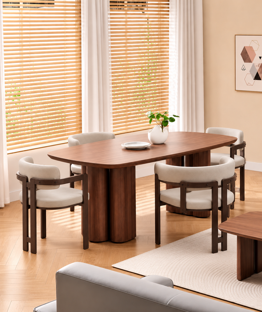 Lot table à manger Trinity effet noyer + chaises Mellow effet noyer