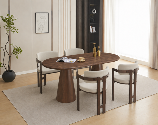 Lot table à manger Iconic 180x90cm effet bois noyer + chaises Mellow effet noyer