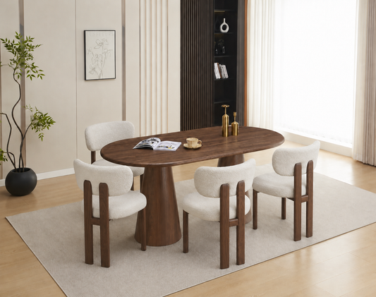 Lot table à manger Iconic 180x90cm effet bois noyer + chaises Hera effet noyer