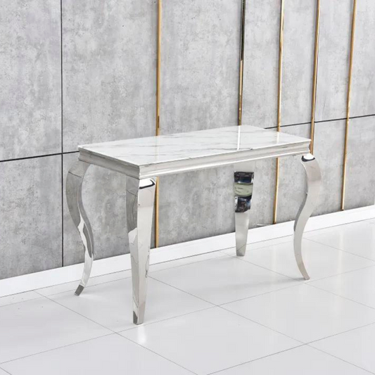 Console Nansouty Argent marbre blanc 110 cm