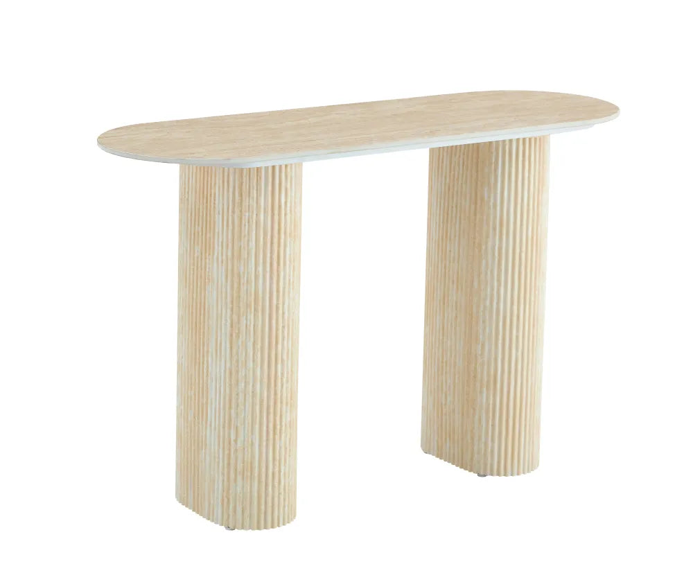 Console Roxy Pied Travertin Plateau Céramique Travertin 120X40X78Cm