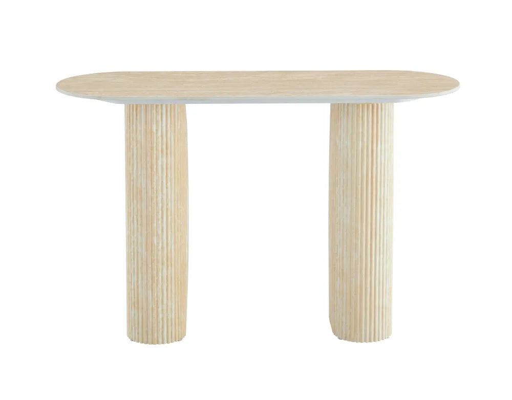 Console Roxy Pied Travertin Plateau Céramique Travertin 120X40X78Cm
