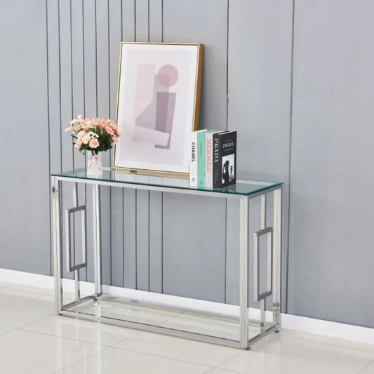 Console Sophie Chrome Verre Transparent