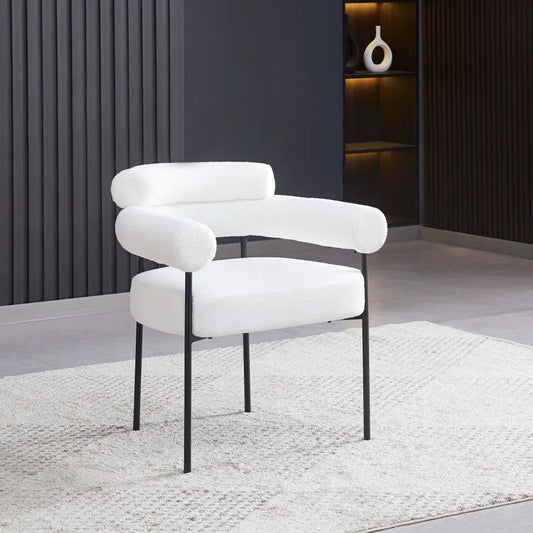 Chaise Bulle Noir laine bouclée blanche