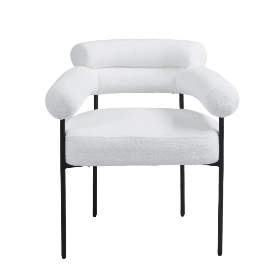 Chaise Bulle Noir laine bouclée blanche