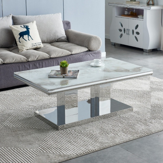 Table basse Versus Argent marbre blanc