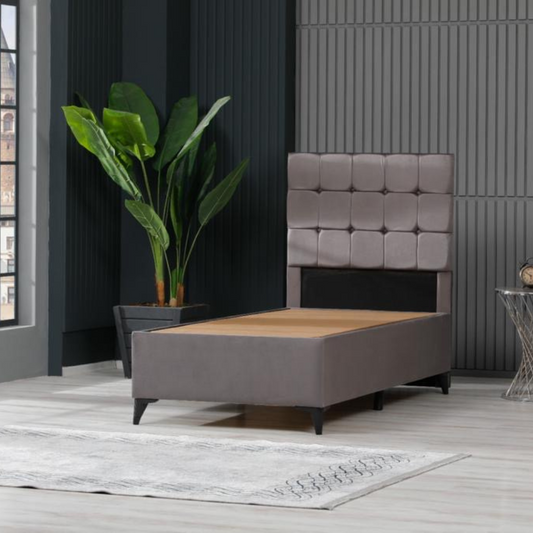 Lit coffre simple cuba velours gris