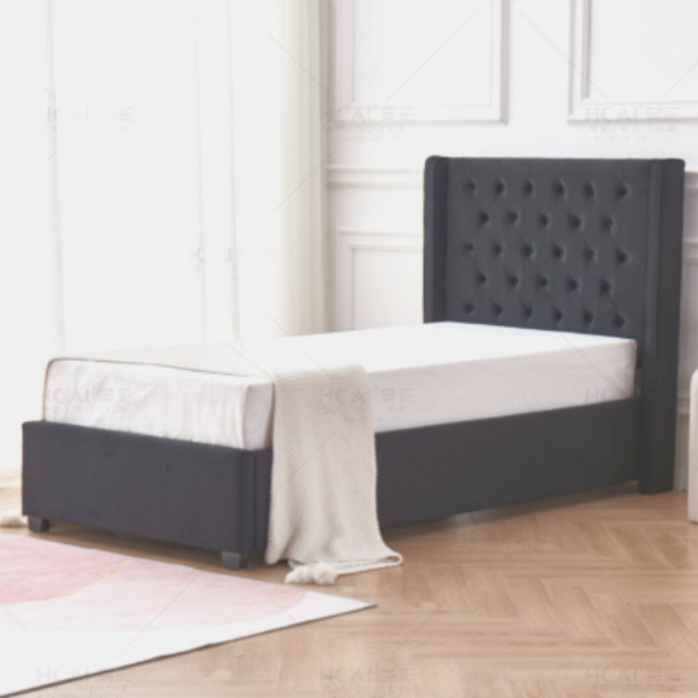 Lit simple eres capitonne velours noir